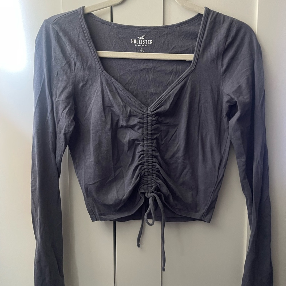 Hollister Women's Charcoal Ruched Blouse